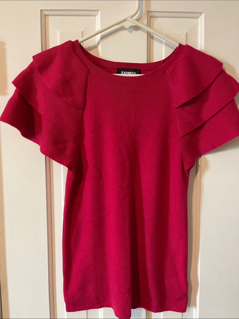 Express Women's Raspberry Ruffle Sleeve Top